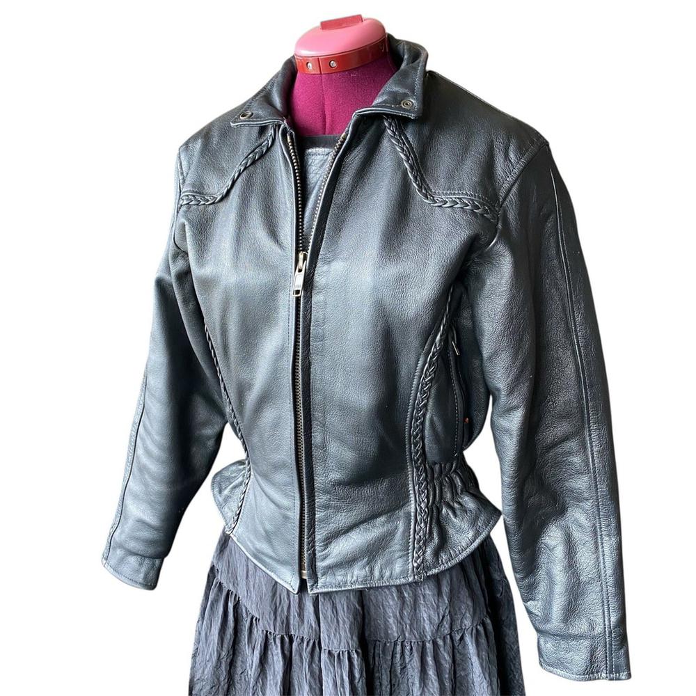 Hot Leathers Lady’s Moto Jacket Size M Black Biker Edgy Motorcycle Zipper Lined